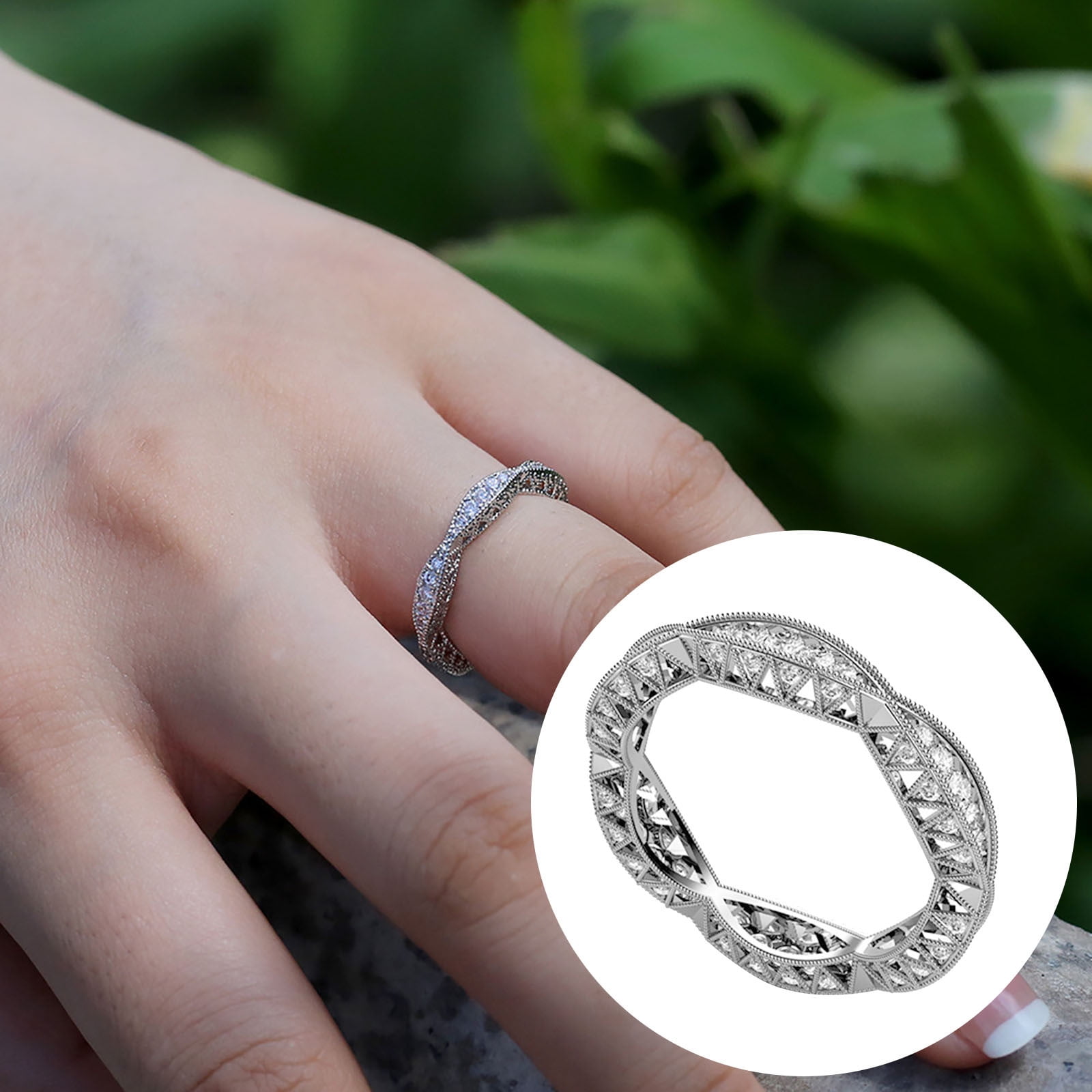 Women 925 Silver Jewelry Oval Cut White Sapphire Wedding Ring Size 6-10 