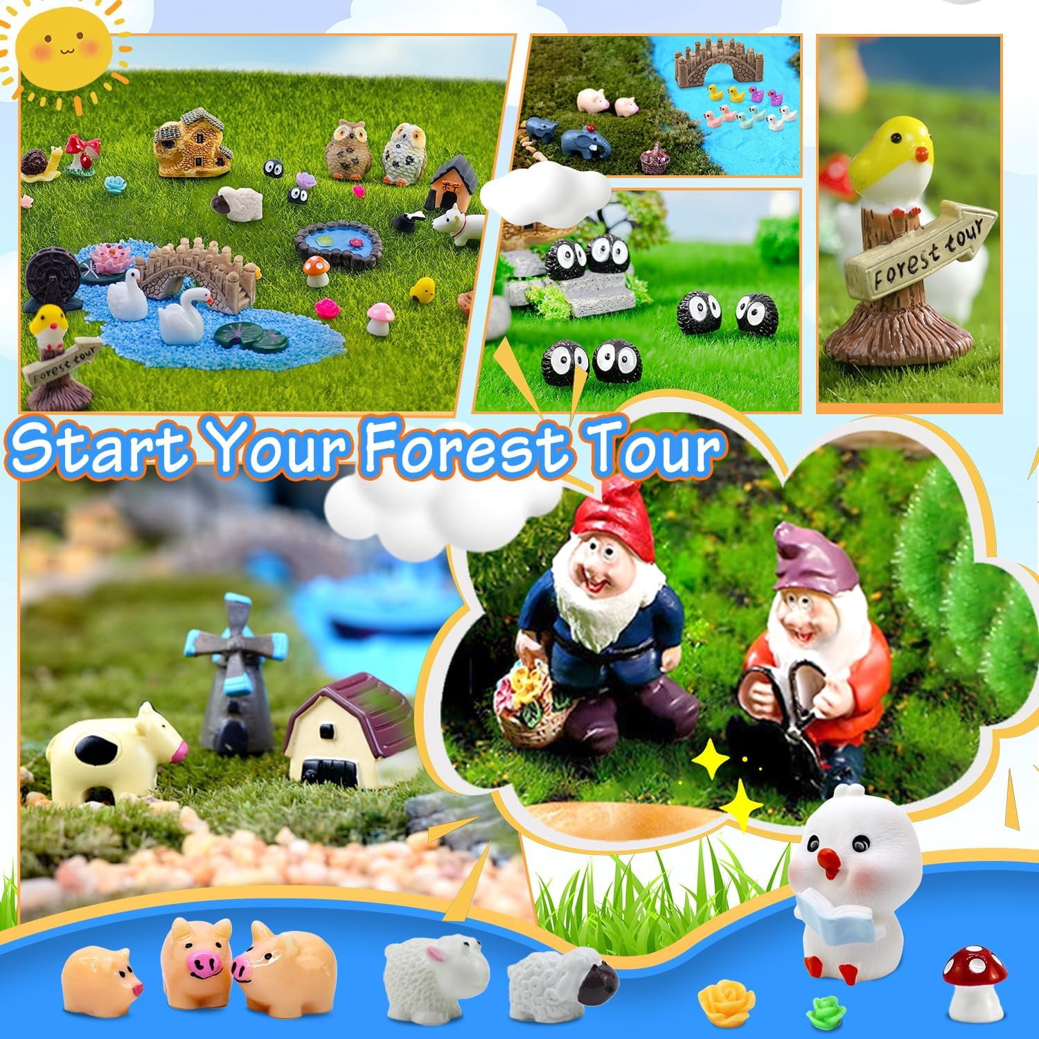 Tardigrade 200 Pcs Fairy Garden Accessories, Fairy Tiny House Miniature Figurines Outdoor