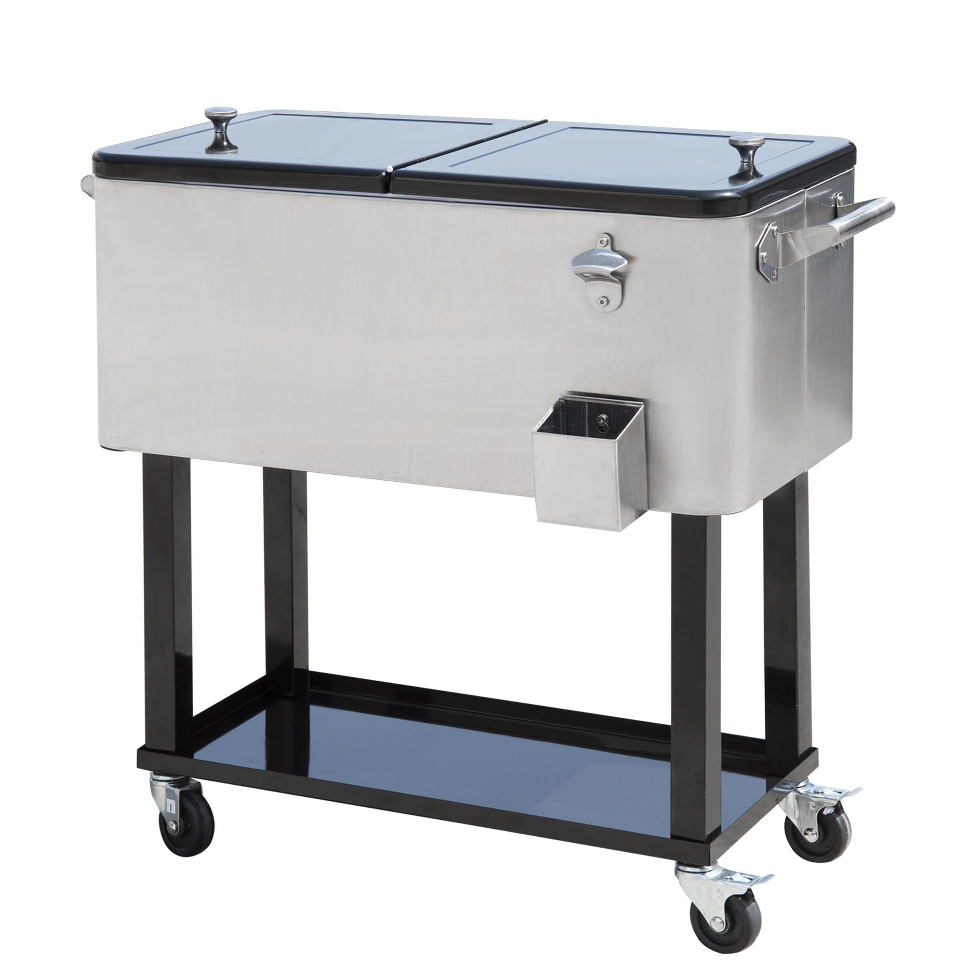 Dranite 80 Quart Rolling Cooler with Wheels, Stainless Steel Portable Ice Chest