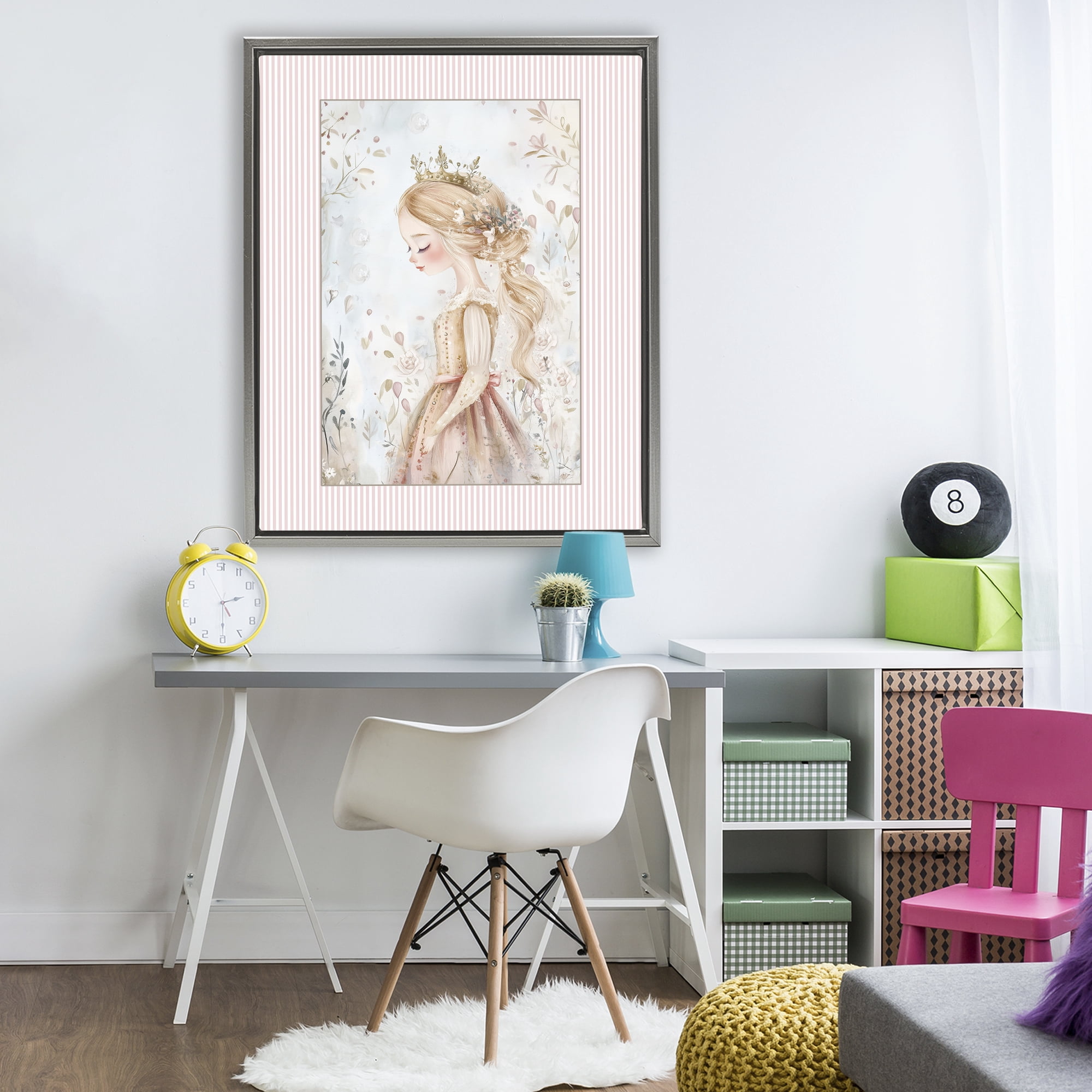 Stupell Industries Enchanted Dreams Princess Gray Framed Floater Canvas Wall Art, design by Christine Simpson Art