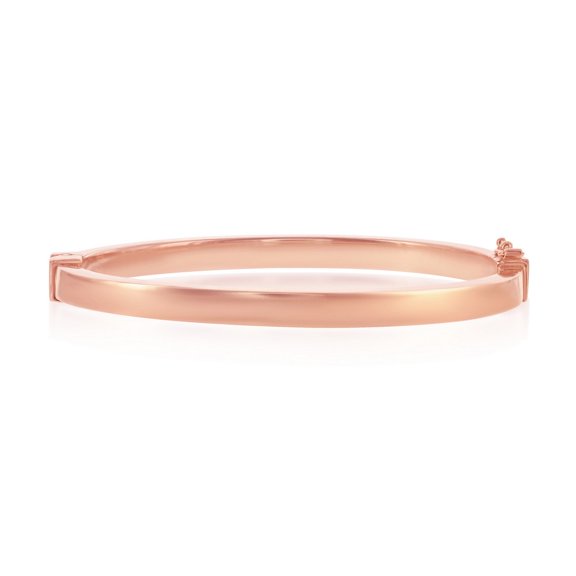 iJewelry2 Rose Gold Plated Sterling Silver High Polished Plain Hinged Cuff Bangle Bracelet