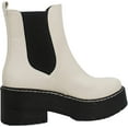 thumbnail image 3 of Soda Women Chunky Thick Lug Sole Heels Ankle Chelsea Boots Hidden Platform Elastic Sides Booties YOSSI-S White / Black 6, 3 of 3