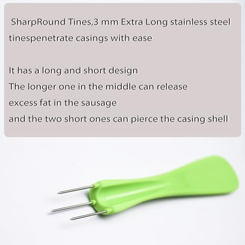 4-Pack Sausage Pricker Tools - 3 Sharp Stainless Steel Prongs For Removing Air From Natural Hog Casings