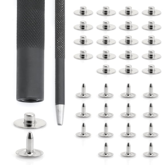 3/8 Inch Jean Rivet Setter, Hole Punch Cutter & 20 Nipple Jean Rivets