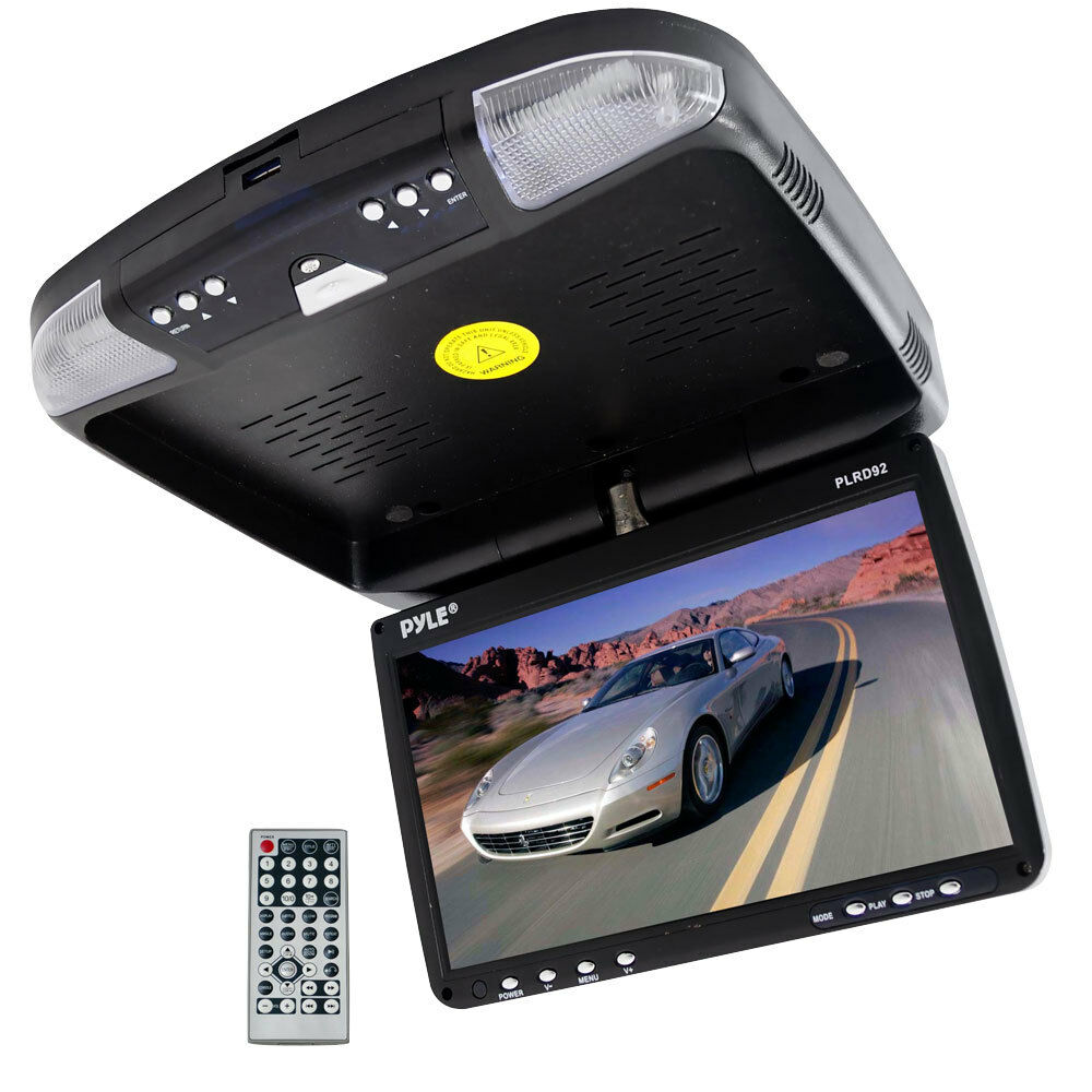 NEW Pyle PLRD92 9 Roof Mount Monitor DVD CD USB SD Player FM Modulator