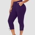 thumbnail image 7 of Htigea Clearance Pants for Women Clearance under $5,Women's Summer High Waisted Solid Color Capris Matching Slim Fitting Yoga Gym Pants Today Sales Purple 3XL, 7 of 7