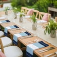 thumbnail image 4 of Navy Blue Aqua Stripe Cloth Napkins, Modern Art Horizontal Striped Washable and Reusable Dinner Napkins Set of 4, Table Napkin for Kitchen Party Birthday Wedding Hotel Housewarming 20"x20", 4 of 9