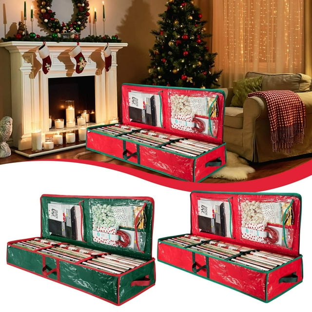 Sentmoon Christmas Ornament Storage Box Christmas Decoration Storage Containers Christmas Daily Necessities Storage Bag Christmas Decoration Storage PE Multifunctional Organizing Bag