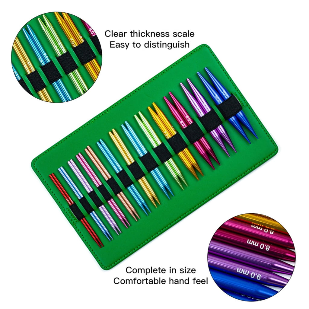 Miiottaa 13Pairs Interchangeable Circular Aluminum Knitting Needle for Sweater Scarf Bag