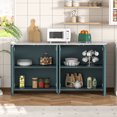 thumbnail image 3 of VEIKOUS 32"H Fluted Sideboard Cabinet w/ White Faux Marble Top Adjustable Shelves, 4-Door Buffet Cabinet for Kitchen, Bedroom, Living Room, Blue, 3 of 15