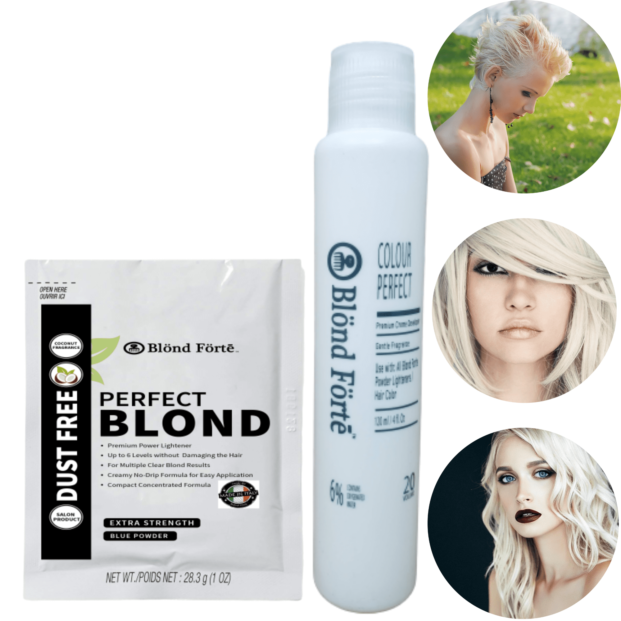 Perfect Blond DIY Hair Lightener Bleaching Powder Mini Kit + 20 Vol  Developer - Blue Powder 