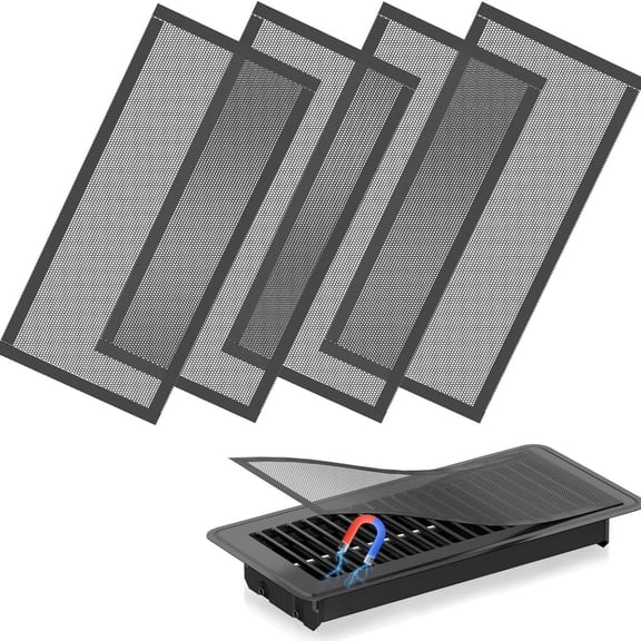 4-Pack Magnetic Floor Vent Covers with PVC Mesh Screen | Rectangular Ventilation Grille for Dust | Small Item Protection | Easy Installation & Durable PVC Material
