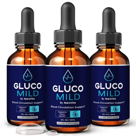 (3 Pack) Gluco Mild Drops – Daily Liquid Formula with a Clean, Natural Blend to Support Natural Flow, Balanced Levels & Healthy Circulation | Convenient for Consistent Use (90 Servings)