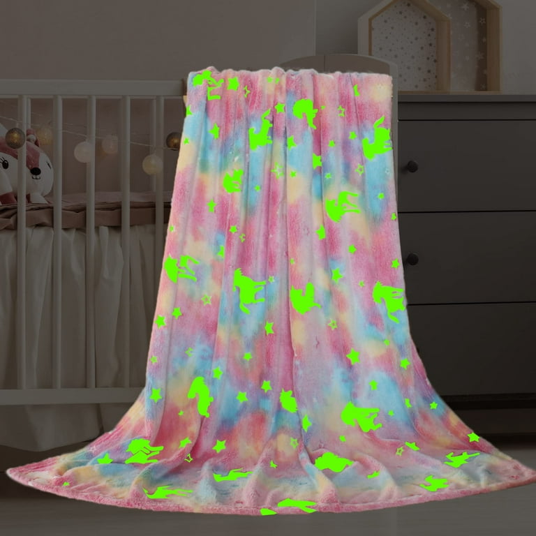 Glow in The Dark Blanket Unicorn Gifts for Girls Age 6-8, Soft