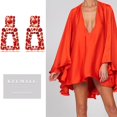 thumbnail image 2 of XINQIHANG Golden/Silver Raised Design Statement Earrings, 2 of 7