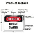 thumbnail image 2 of (2 Pack) Crane Swing OSHA Danger Sign 10 Inch X 7 Inch Indoor / Outdoor Rust-Free Aluminum Metal Signs for Workplace, Workshop, and Construction Site, Made in the USA, 2 of 8