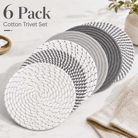 VALUNE Set of 6 10" Trivets for Hot Dishes, Pots and Pans, Heat Resistant Pot Holders and Hot Pads for Kitchen Countertops