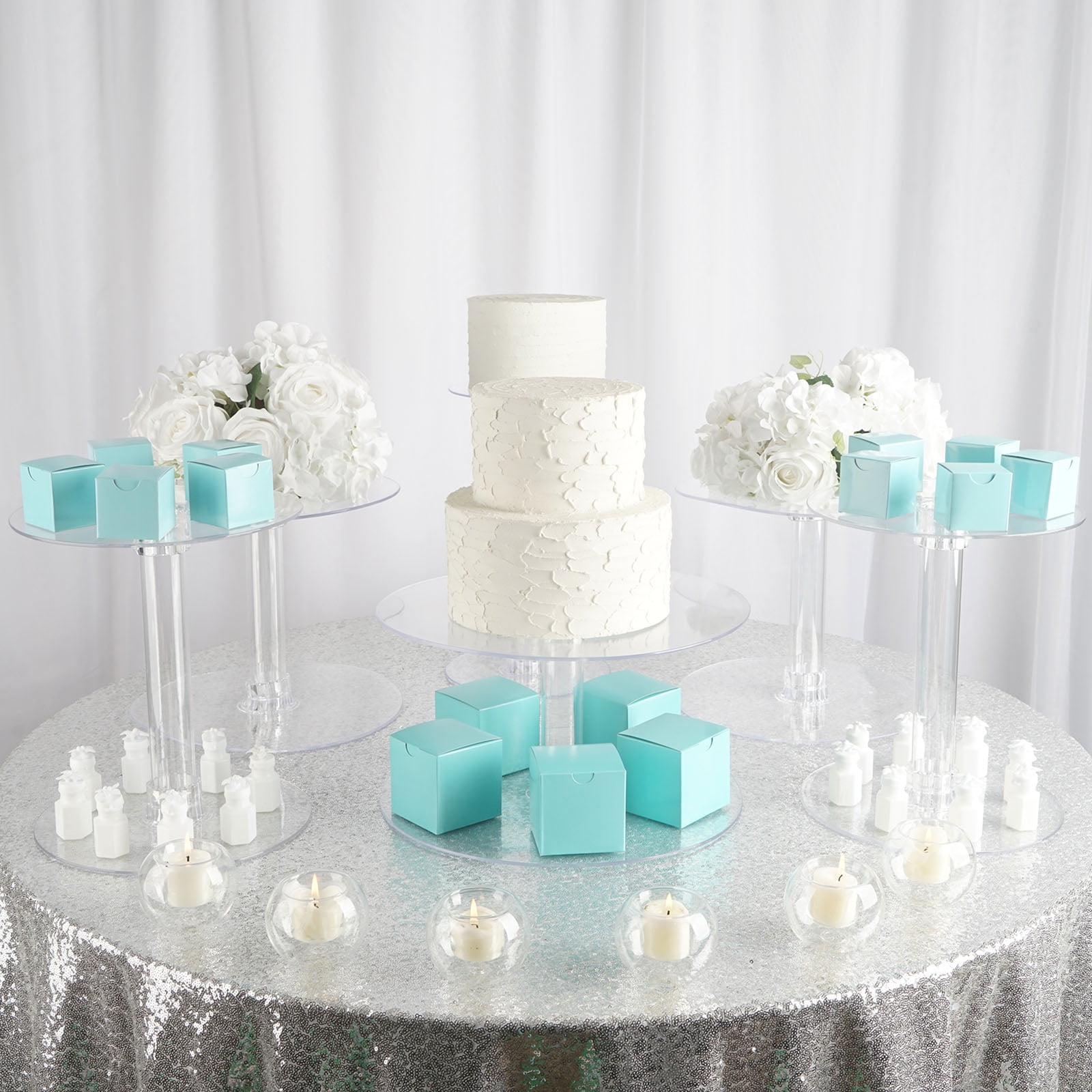 7 Tier White Round Wedding Acrylic Cupcake Stand Tree Tower Cup Cake Display Des for sale online 