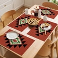 thumbnail image 5 of Red Black Green Boho Placemats Set of 8 Farmhouse Vintage Abstract Geometric Place Mats Indoor Wipeable Table Mats Washable Dining Table Placemats for Kitchen Holiday Party Home Decor 13x19 Inch, 5 of 9