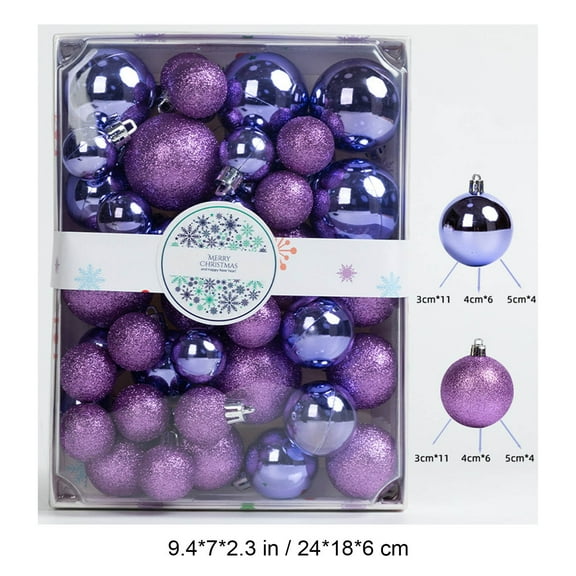Staron 42Pcs Christmas Ornaments Set, Purple Christmas Ornaments, Shatterproof Christmas Tree Decorations, Christmas Hanging Balls Ornaments Set for Holiday Party Decoration