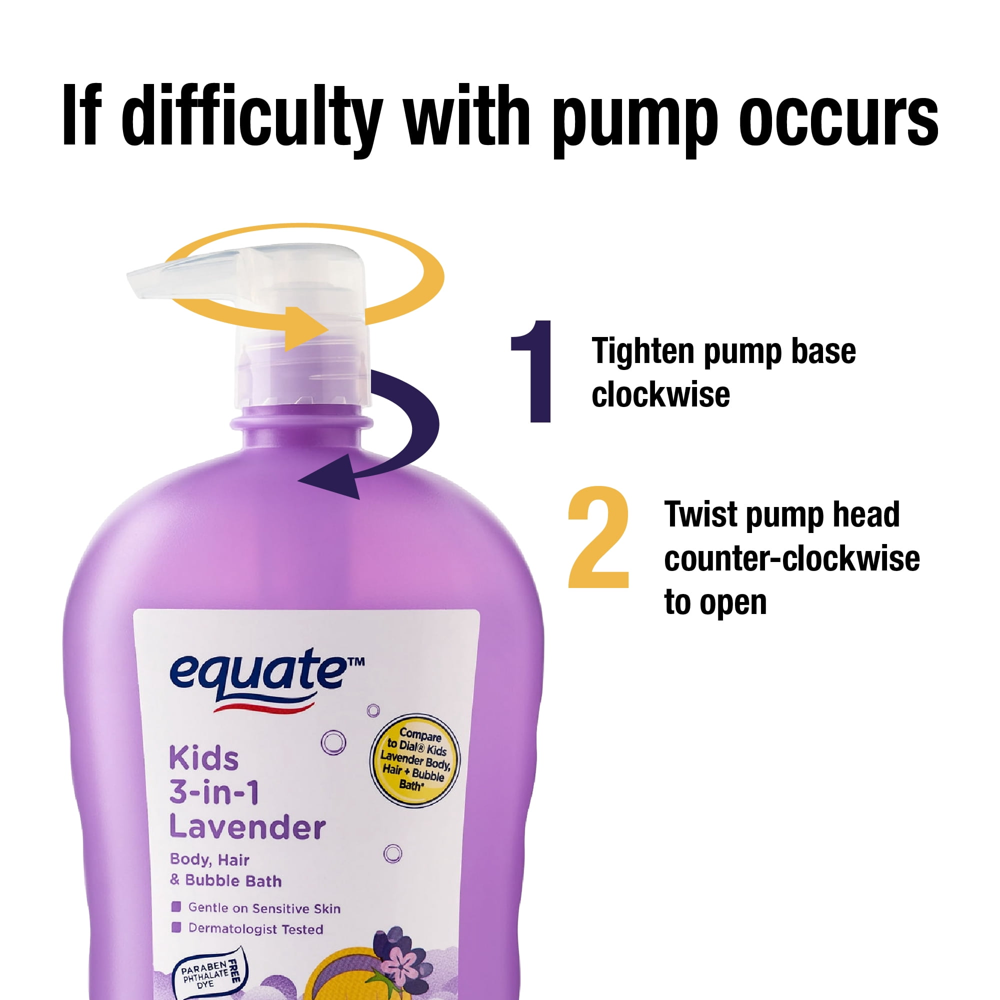 Equate Kids 3-in-1 Body, Hair, and Bubble Bath, Lavender, 32 fl oz