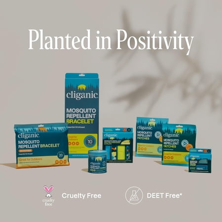 Cliganic Natural Outdoor Mosquito Repellent Set for Kids and Adults, 20 Bracelets and 30 Stickers