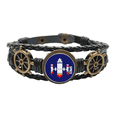 thumbnail image 1 of Cohetes espaciales despegar universo píxel Pulsera marina tejida en cuero, 1 of 4