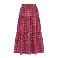 thumbnail image 6 of Maoxin Women Skirt Ladies Printed Bohemian Commuting Elastic Waist Drawstring Skirt ,Hot Pink,XL, 6 of 7
