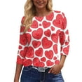 thumbnail image 5 of Garbnen Valentine's Day Shirts for Women 3/4 Sleeve Tops for Women Love Heart Print Crew Neck Dressy Blouses for Women, 5 of 6