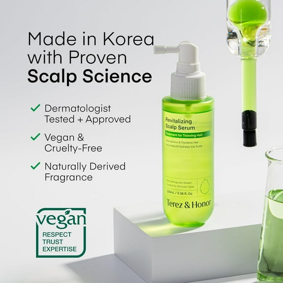 Scalp Serum for Hair Growth Spray – Korean Vegan Treatment for Hair Loss, Thinning & Itchy Scalp, Non-Greasy, Lightweight Formula to Exfoliate Dandruff & Strengthen Roots – For Men & Women (100 mL)
