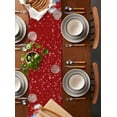 thumbnail image 5 of Table Runner Dresser Scarves Merry Christmas Snowman and Bird Cotton Linen Burlap Table Cover Winter Snowflake on Red Table Runners for Family Kitchen Dining Holiday Party Banquet Decor, 5 of 5