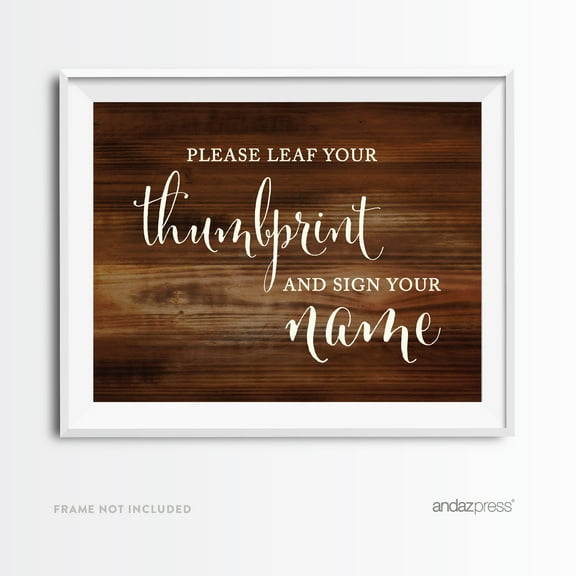 Leaf Your Thumbprint Rustic Wood Wedding Party Signs