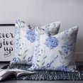 thumbnail image 2 of 24x24 Pillow Covers Set of 2, Hydrangea Leaves Throw Pillow Covers Decorative Couch Cushion Case, Blue Striped Botanical Floral Microfiber Square Pillowcases for Bedroom Car Living Room, 2 of 7