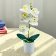 thumbnail image 4 of Farfi Elegant Artificial Bonsai Easy Care 5 Heads Beautiful Artificial Orchid Flowers Party Supplies (White), 4 of 13