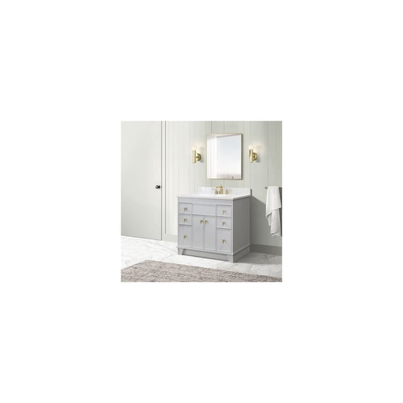 Bellaterra-Home 39 in. Single Sink Vanity in French Gray finish with Engineered Quartz Top