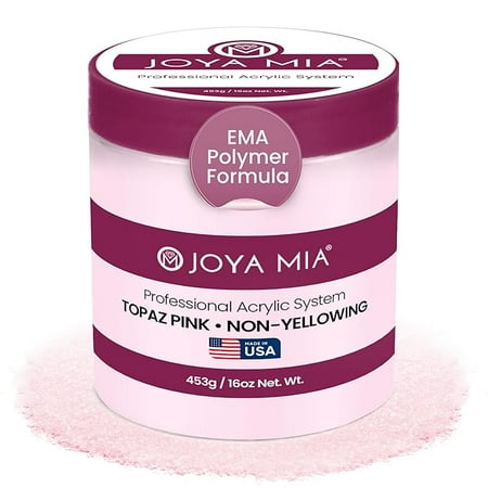 Acrylic Powder for Nails, Super Adhesion Acrylic Nail Powder, Professional Colored Acrylic Nail Powder for Flawless & Beautiful Acrylic Nail Enhancements, Topaz Pink, 16 oz - Joya Mia