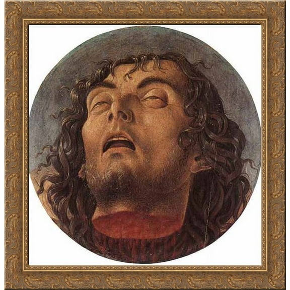 Head of St John the Baptist 20x20 Gold Ornate Wood Framed Canvas Art by Bellini, Giovanni