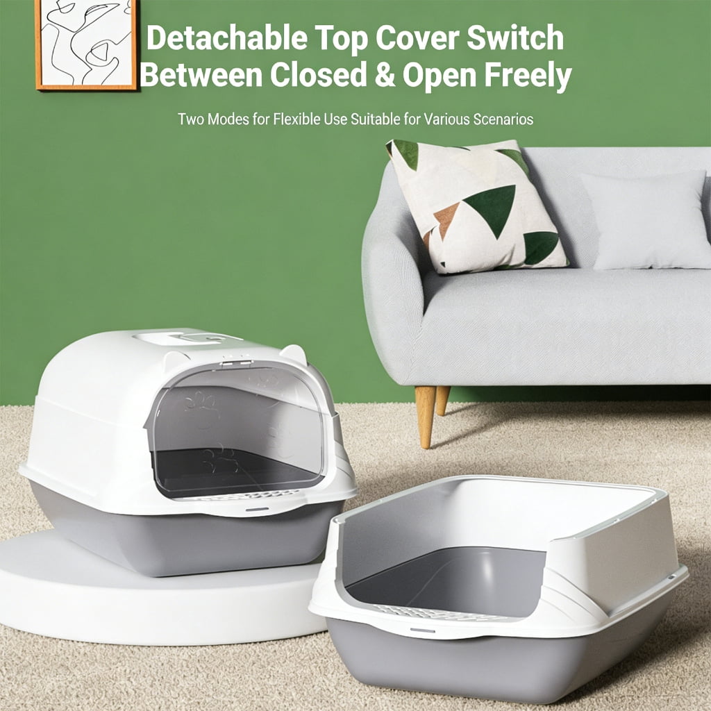 Extra Large Enclosed Litter Box with Filter and Removable Lid for Simple