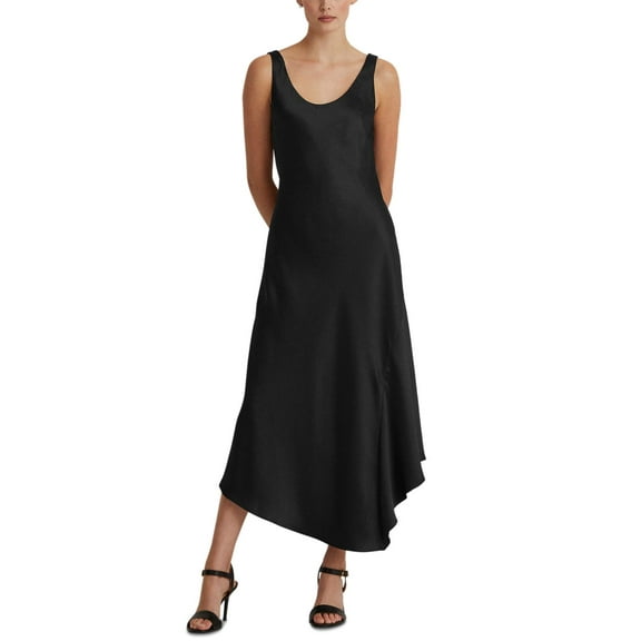 Lauren Ralph Lauren Satin Charmeuse Dress, Black, 14