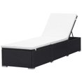 thumbnail image 2 of vidaXL Chaise Longue avec Coussin en Rotin Poly Noir, 2 of 5