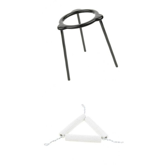 de 2x Lab Beaker Stand Lamp Burner Tripod Holder 75mm + Pipeclay Triangle Apparatus, matraces y vasos de precipitados se pueden p shamjiam Trípode de laboratorio Pipeclay Triangle