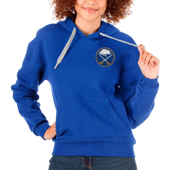 Women's Antigua Royal Buffalo Sabres Primary Logo Victory Pullover Hoodie