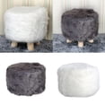thumbnail image 3 of Este Pequeño Taburete de Madera con Asiento de Silla en Poly-Eound Seat Puf Slipcover - Gris Blanco perfecl Cubierta de taburete, 3 of 8