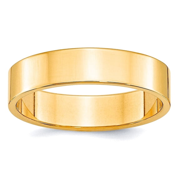 10k Yellow Gold Solid Polished Lightweight 5mm Ltw Flat Band Size 7 Ring Ring for Women and Men