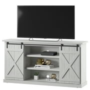 TwinStar Home Farmhouse TV Stand with Sliding Barn Doors for TVs up to 70, Sargent Oak