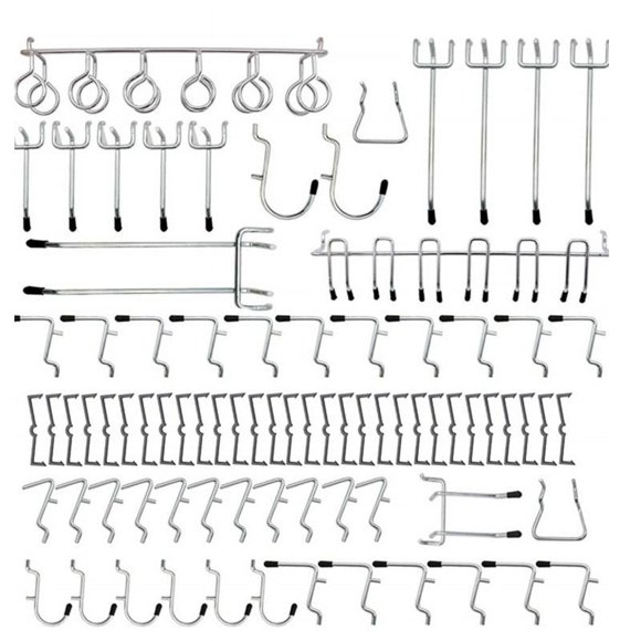 81pcs Heavy Duty Metal Hook Garage Organizer Pegboard Hooks Assortment Kit Peg Locks Wall Mount Bicycle Hanger Hooks Wall Hooks