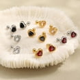 thumbnail image 4 of Cute Heart Shape Stud Earrings for Women Crystal Cubic Zirconia Cartilage Earrings Titanium Steel Hypoallergenic Heart Love Pierced Studs Jewelry, 4 of 9