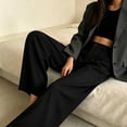 thumbnail image 5 of BRELIL Women Plus Size Wide Leg High Waisted Flowy Trousers with Pockets Casual Office Work Loose Regular Fit Long Pants, Black 2XL, 5 of 6