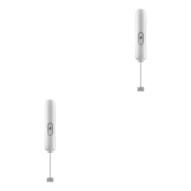 Moyic Espumador de leche eléctrico alimentado por , Control de botón, lavable, para hornear en casa, cocina, batidor de huevos, accesorios Blanco 2Conjunto