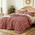 thumbnail image 3 of U by Bedsure Tufted Boho Comforter Set, 3 Pieces Farmhouse Shabby Chic Embroidery Bed Set, Soft Jacquard Comforter for All Seasons,Queen,Brick Dust, 3 of 6